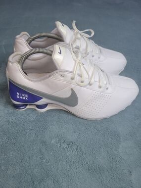 Nike Shox Deliver White with Purple & Silver Accents